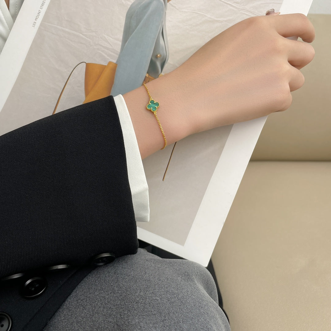 [Leaves]CLOVER BRACELET MALACHITE 1 MOTIF