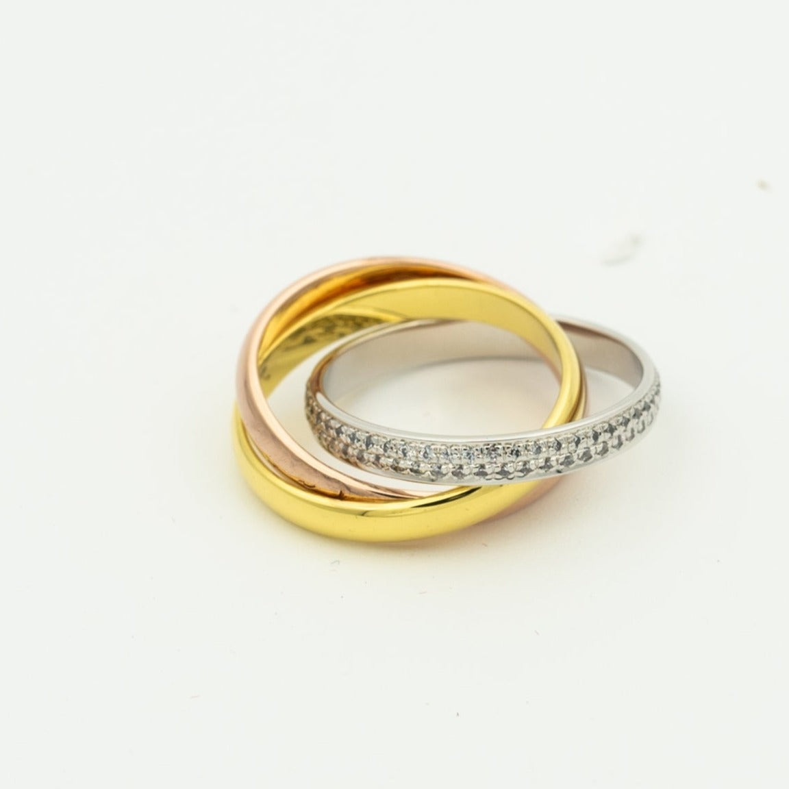 [Leaves]TRINITY RING GOLD PINK GOLD SILVER DIAMONDS