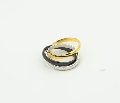 [Leaves]TRINITY RING BLACK GOLD SILVER