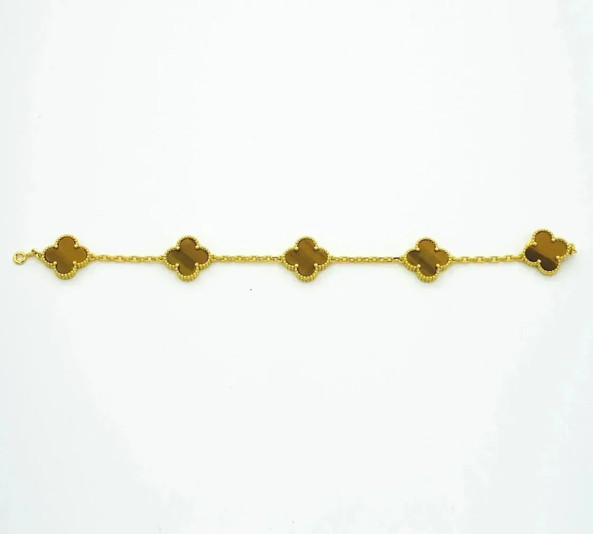 [Leaves]LUCKY CLOVER 5-MOTIF BRACELET -  TIGER’S EYE COLLECTION