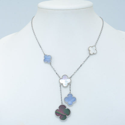 [Leaves]CLOVER MOP CHALCEDONY NECKLACE SILVER 6 MOTIF
