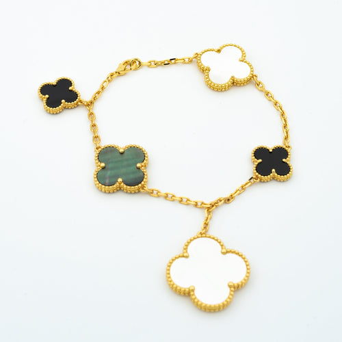 [Leaves]CLOVER BRACELET 5 MOTIFS ONYX MOP