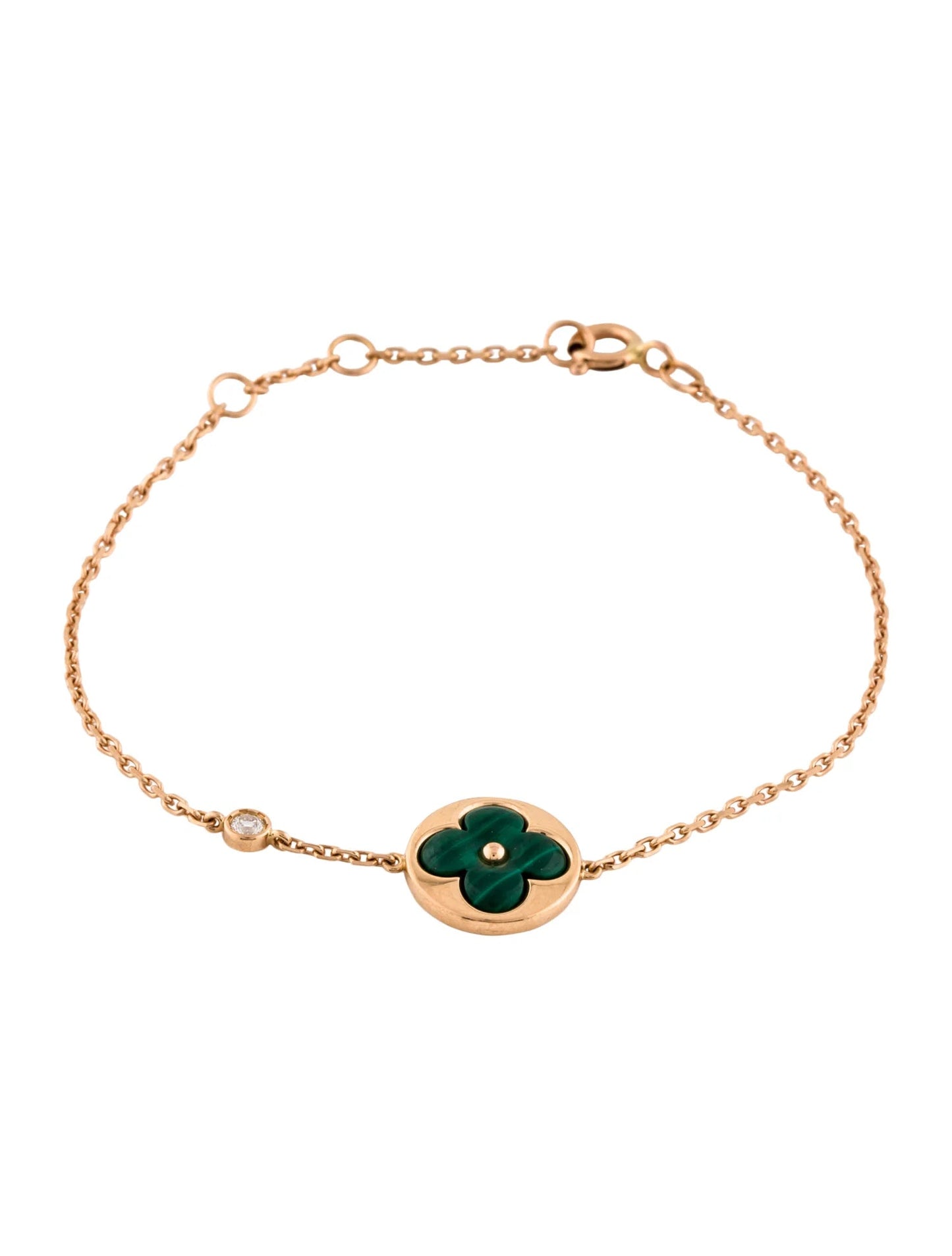 [Leaves]SUN MALACHITE 1 DIAMOND ROSE GOLD BRACELET