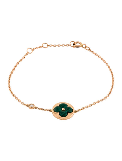 [Leaves]SUN MALACHITE 1 DIAMOND ROSE GOLD BRACELET