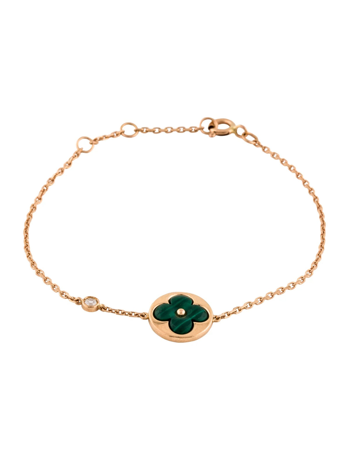 [Leaves]SUN MALACHITE 1 DIAMOND PINK GOLD BRACELET