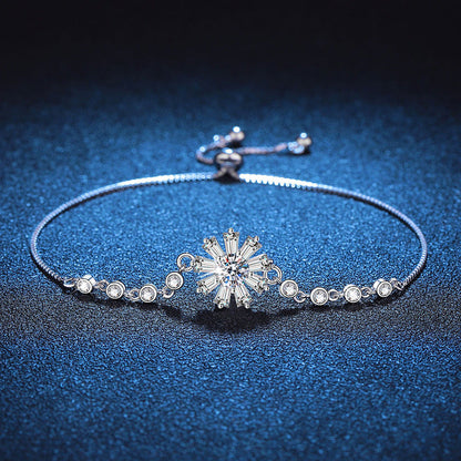[Leaves]RADIANT ICY CRYSTAL SUNFLOWER MOISSANITE BRACELET