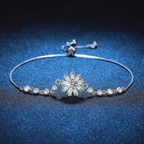 [Leaves]RADIANT ICY CRYSTAL SUNFLOWER MOISSANITE BRACELET