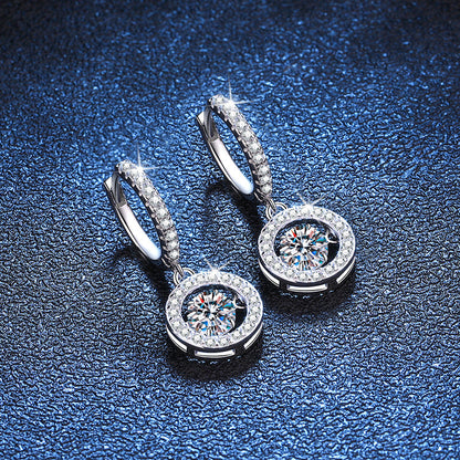 [Leaves]DANCING MOISSANITE HALO DROP HOOP EARRINGS