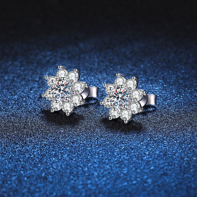 [Leaves]RADIANT SUNFLOWER MOISSANITE STUD EARRINGS