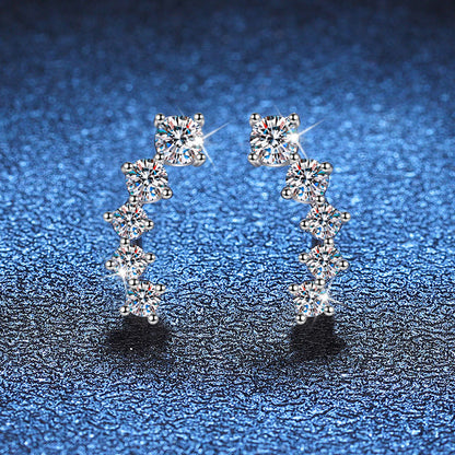 [Leaves]SPARKLING SMILE ARC MOISSANITE STUD EARRINGS
