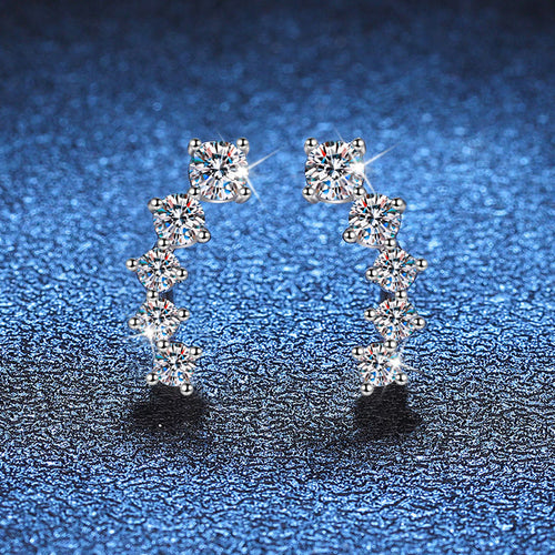 [Leaves]SPARKLING SMILE ARC MOISSANITE STUD EARRINGS