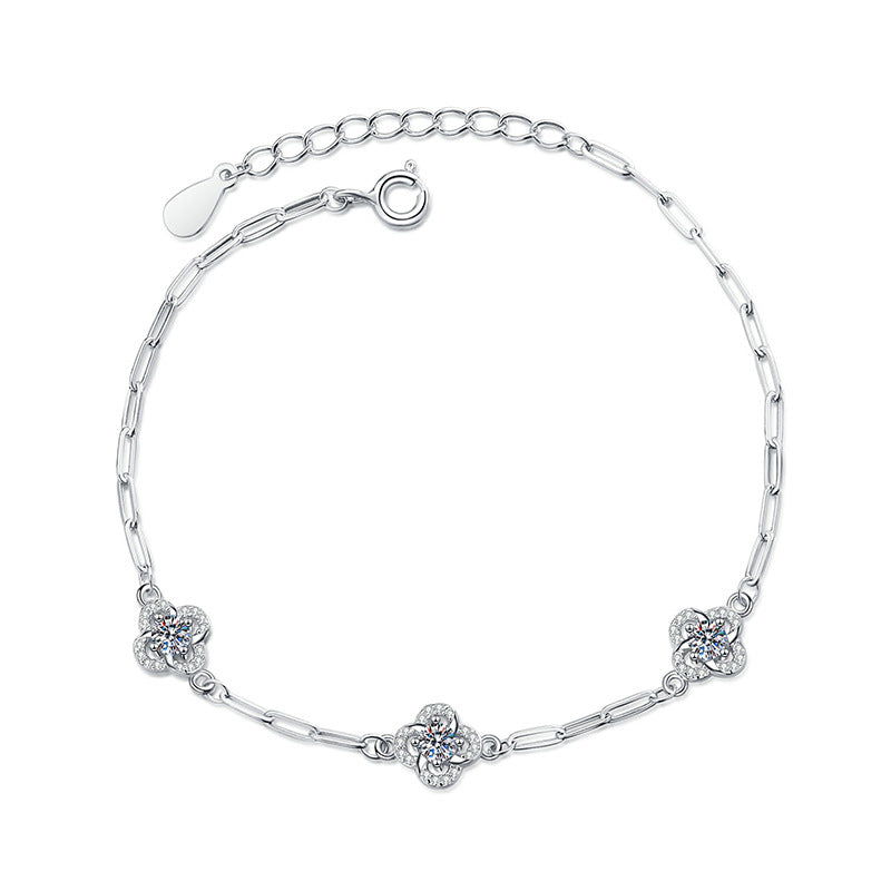 [Leaves]TRIPLE-CLOVER MOISSANITE BRACELET