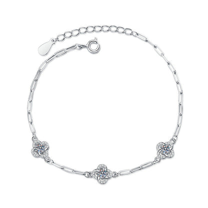 [Leaves]TRIPLE-CLOVER MOISSANITE BRACELET