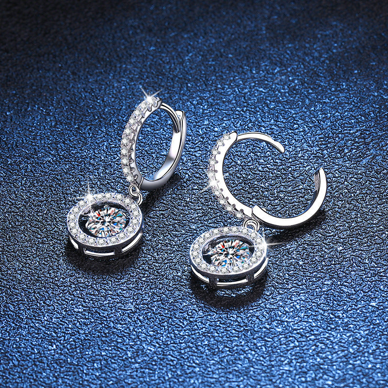 [Leaves]DANCING MOISSANITE HALO DROP HOOP EARRINGS