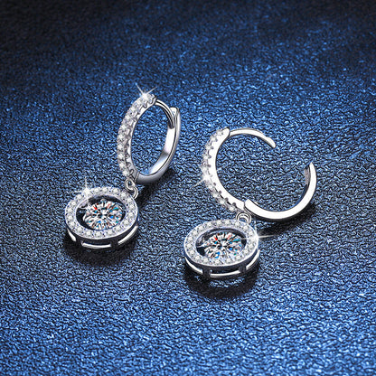 [Leaves]DANCING MOISSANITE HALO DROP HOOP EARRINGS