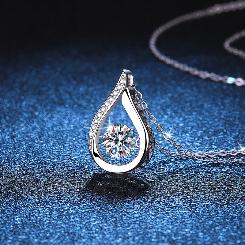 [Leaves]DANCING WATER DROP MOISSANITE NECKLACE