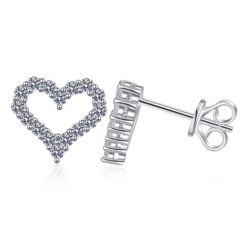 [Leaves]SPARKLING HEART-SHAPED MOISSANITE STUD EARRINGS