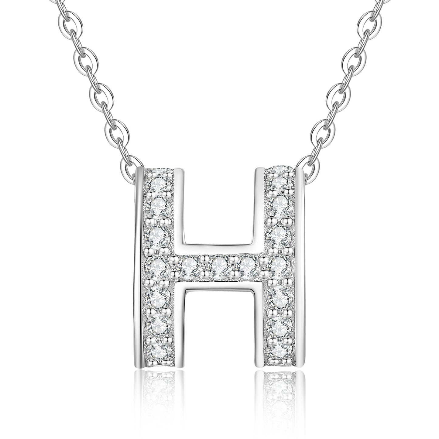[Leaves]FULL-PAVE "H" MOISSANITE PENDANT NECKLACE