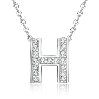 [Leaves]FULL-PAVE "H" MOISSANITE PENDANT NECKLACE