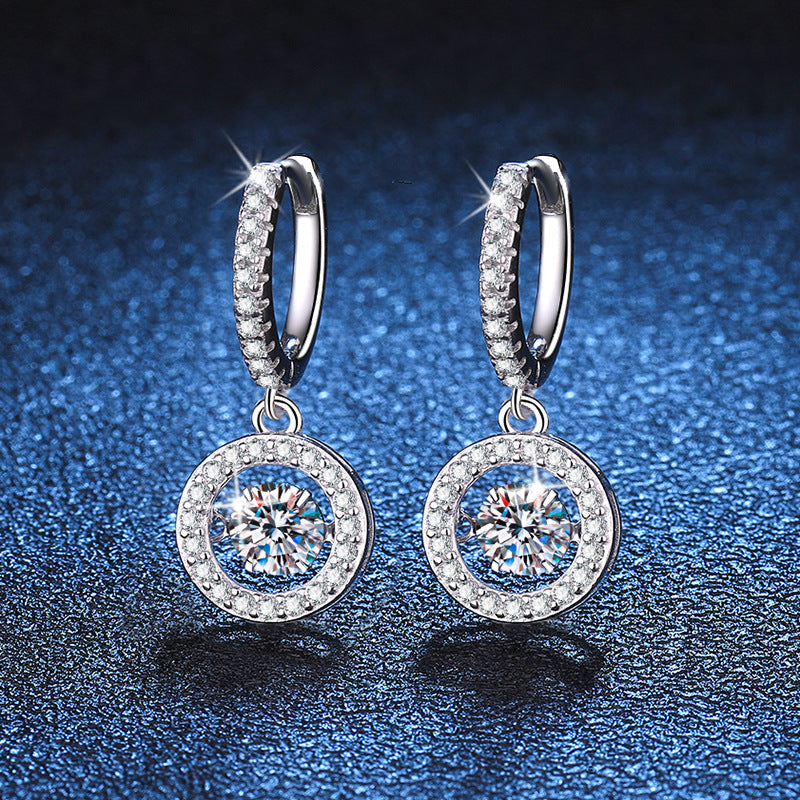 [Leaves]DANCING MOISSANITE HALO DROP HOOP EARRINGS