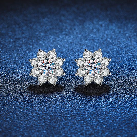 [Leaves]RADIANT SUNFLOWER MOISSANITE STUD EARRINGS