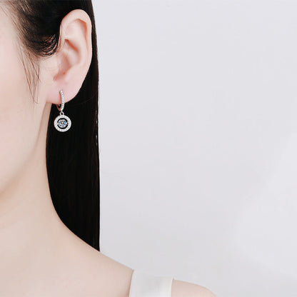 [Leaves]DANCING MOISSANITE HALO DROP HOOP EARRINGS