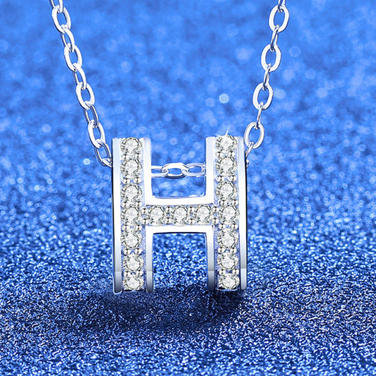 [Leaves]FULL-PAVE "H" MOISSANITE PENDANT NECKLACE