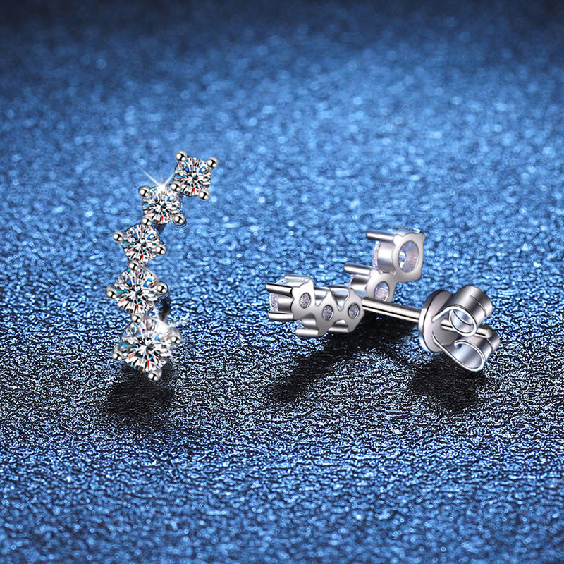 [Leaves]SPARKLING SMILE ARC MOISSANITE STUD EARRINGS