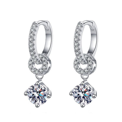 [Leaves]INTERLOCKING DOUBLE RING MOISSANITE DROP EARRINGS