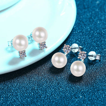 [Leaves]ELEGANT NATURAL PEARL & MOISSANITE DROP EARRINGS