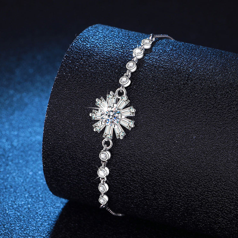 [Leaves]RADIANT ICY CRYSTAL SUNFLOWER MOISSANITE BRACELET