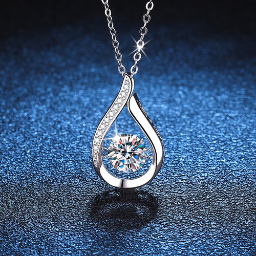 [Leaves]DANCING WATER DROP MOISSANITE NECKLACE