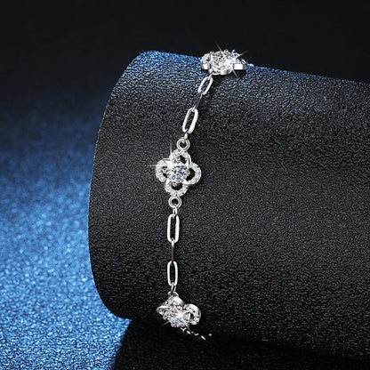 [Leaves]TRIPLE-CLOVER MOISSANITE BRACELET