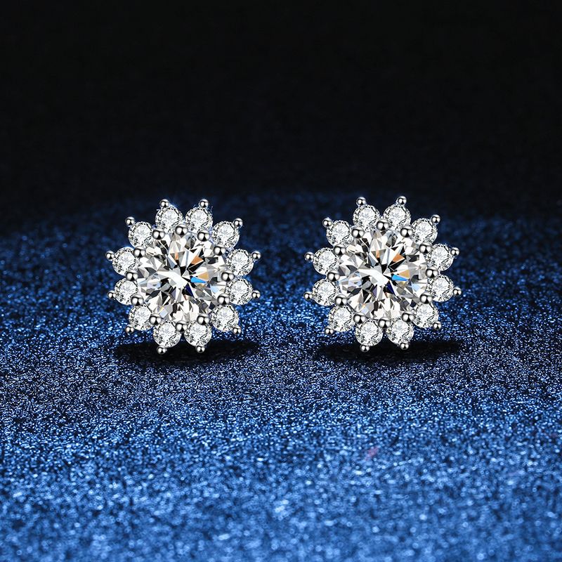 [Leaves]BLOOMING SUNFLOWER MOISSANITE STUD EARRINGS