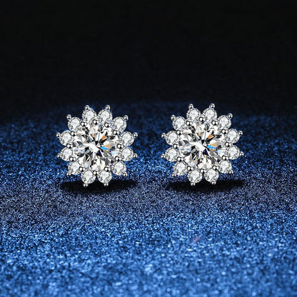[Leaves]BLOOMING SUNFLOWER MOISSANITE STUD EARRINGS