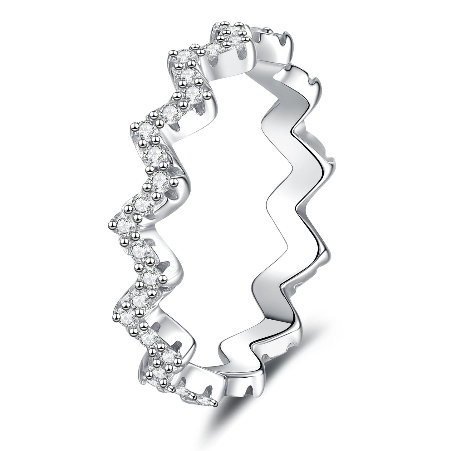 [Leaves]CHIC WAVY MOISSANITE ETERNITY RING