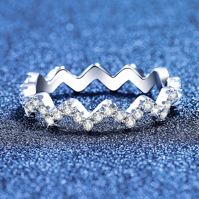 [Leaves]CHIC WAVY MOISSANITE ETERNITY RING
