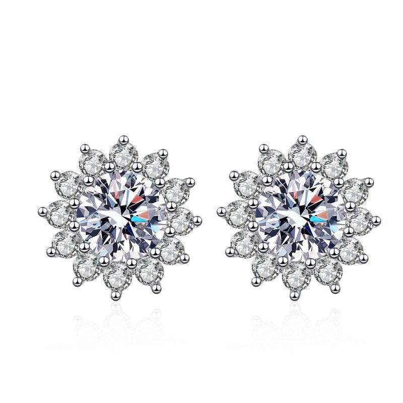 [Leaves]BLOOMING SUNFLOWER MOISSANITE STUD EARRINGS