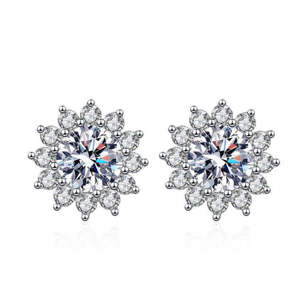 [Leaves]BLOOMING SUNFLOWER MOISSANITE STUD EARRINGS
