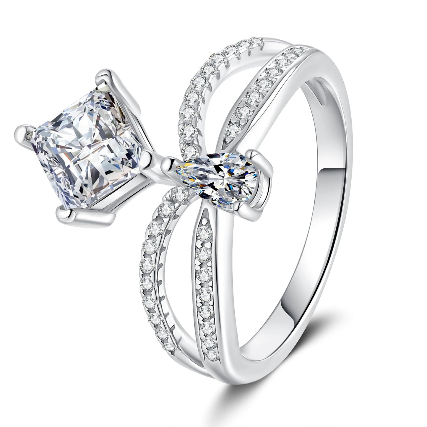 [Leaves]ELEGANT DOUBLE-TWISTED MOISSANITE RING