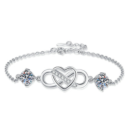 [Leaves]DOUBLE-STONE "LOVE LINK" MOISSANITE BRACELET