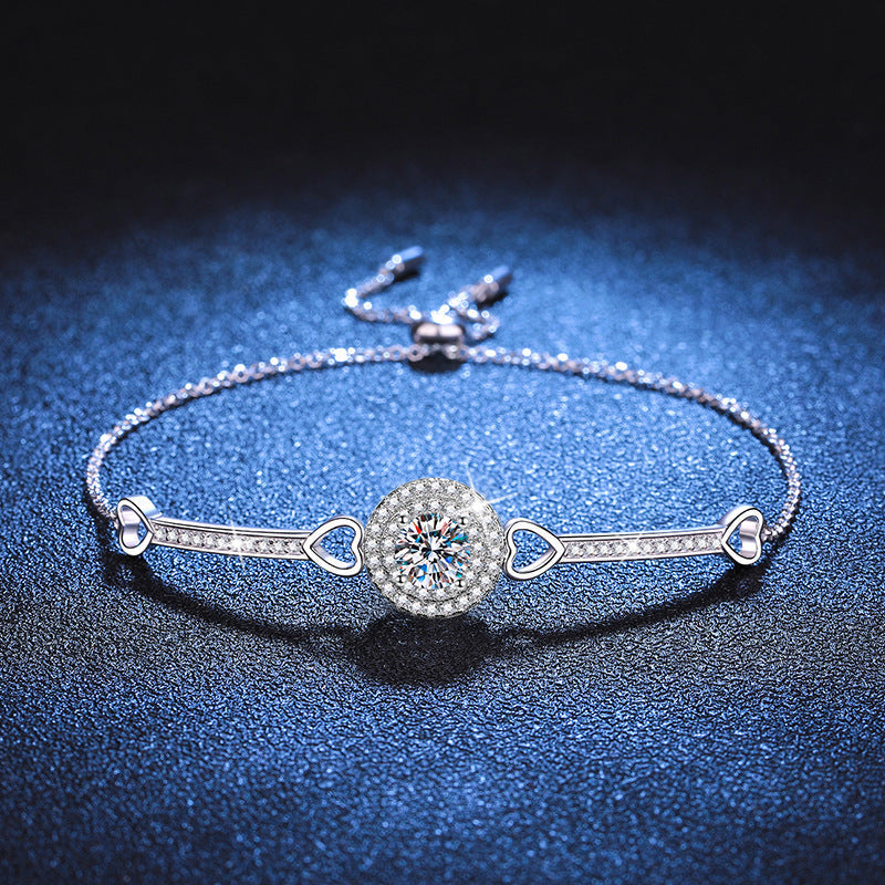 [Leaves]INTERLOCKING HEART & CIRCLE MOISSANITE BRACELET