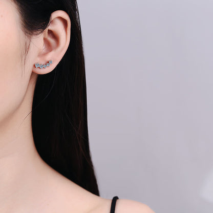[Leaves]SPARKLING SMILE ARC MOISSANITE STUD EARRINGS