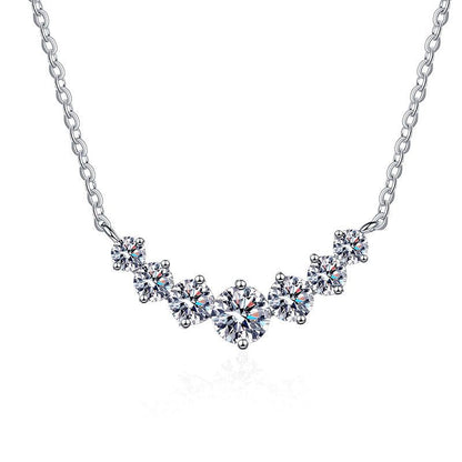 [Leaves]MINIMALIST CURVED SMILE MOISSANITE NECKLACE