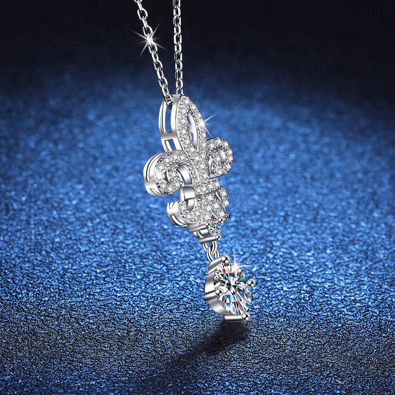 [Leaves]ROYAL FLEUR-DE-LIS MOISSANITE PENDANT NECKLACE