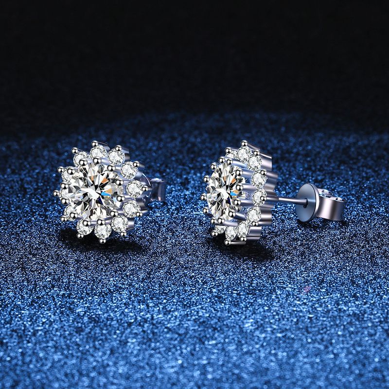 [Leaves]BLOOMING SUNFLOWER MOISSANITE STUD EARRINGS