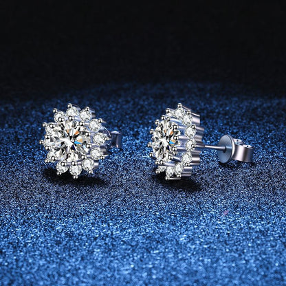 [Leaves]BLOOMING SUNFLOWER MOISSANITE STUD EARRINGS