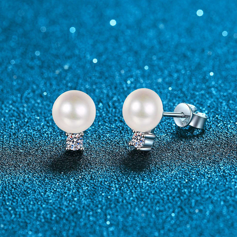 [Leaves]ELEGANT NATURAL PEARL & MOISSANITE DROP EARRINGS