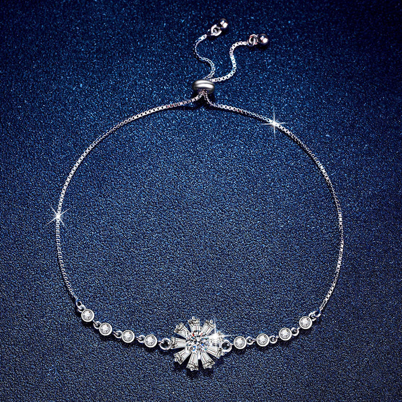 [Leaves]RADIANT ICY CRYSTAL SUNFLOWER MOISSANITE BRACELET