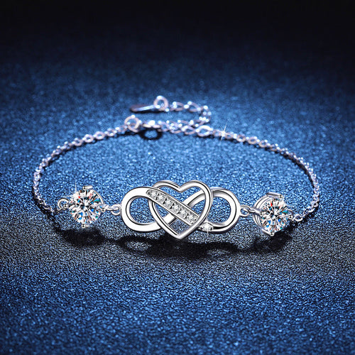 [Leaves]DOUBLE-STONE "LOVE LINK" MOISSANITE BRACELET
